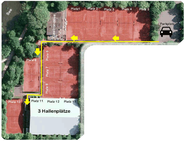 Lage der Tennishalle auf der Tennisanlage