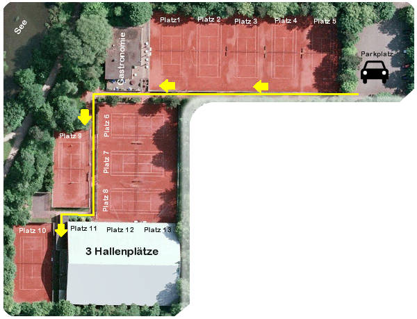 Lage der Tennishalle auf der Tennisanlaget
