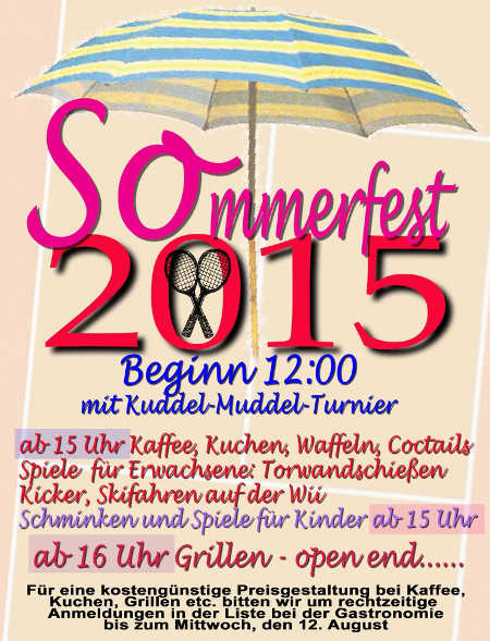 Sommerfest am Bramfelder See Sommrerfest 2015 - Tennis Forsthof e.V.