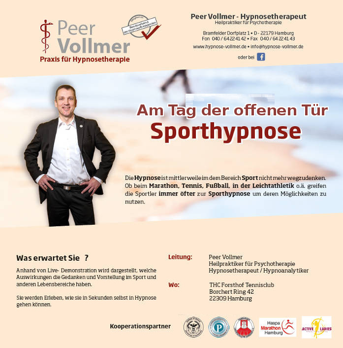 Peer Vollmer - Themenabend - Vortrag Hypnose & Tennis