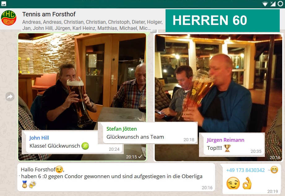 Chatverlauf zum Aufstieg der Herren 60