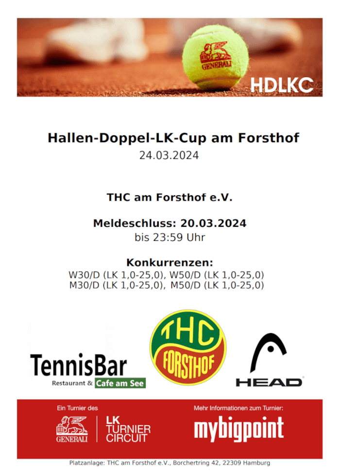 Plakat Hallen-Doppel-LK-Cup am Forsthof 2023 am So., 24.03.2024