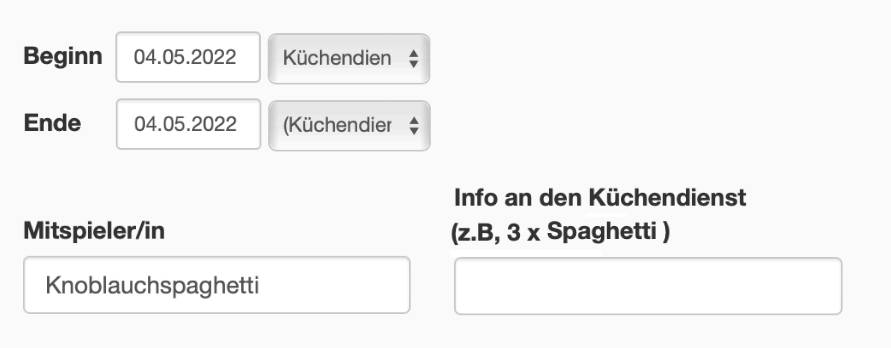 Küchen- und Thekendienst beim TSV Pfaffengrund