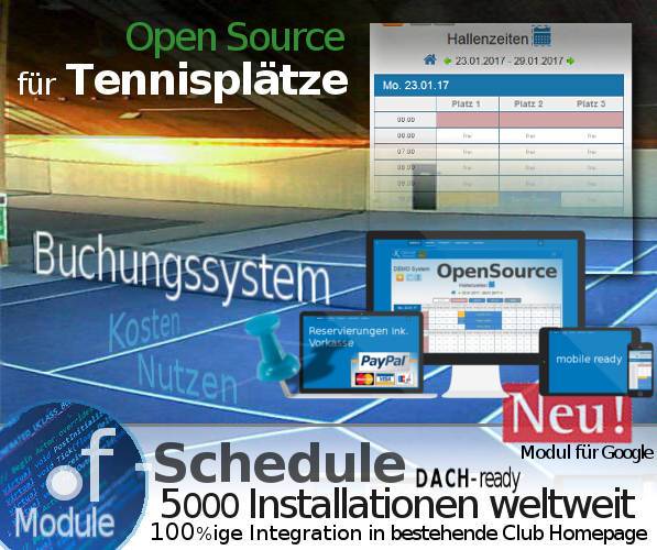 Tennis - Reservierungssystem als Open Source - Buchungssystem